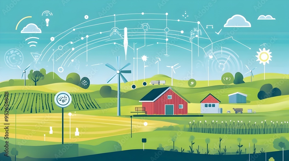 Poster smart farm weather station transmitting iot data for digital agriculture and climate monitoring adva