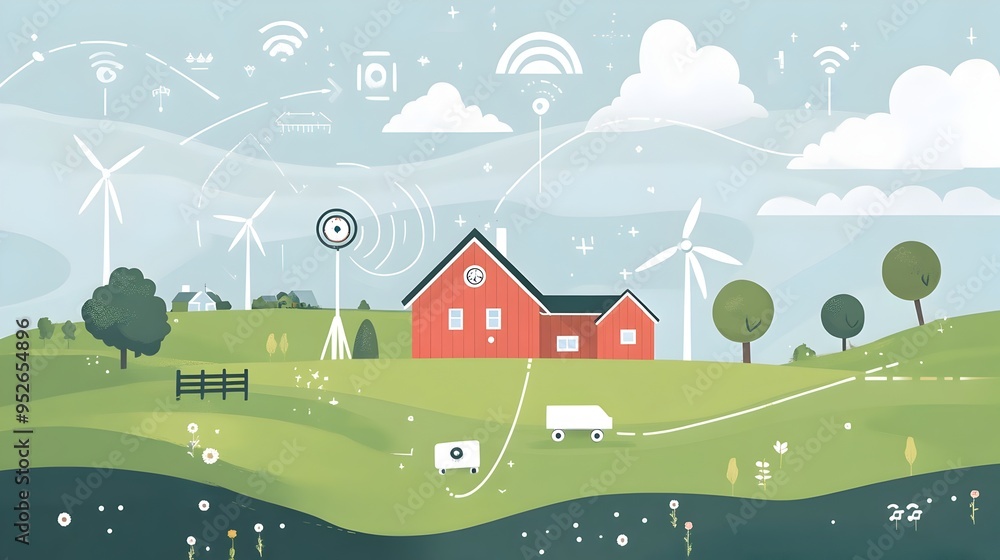Poster graphic depicting a weather station transmitting real time data to various iot internet of things de