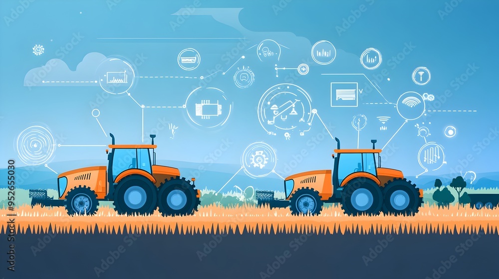 Poster automated tractors equipped with iot sensors and connectivity leveraging data driven insights to opt