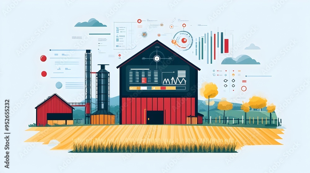 Poster smart farm management dashboard displaying real time data and analytics for optimized agricultural a