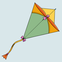 Simple Kite with Bowed Tail - Vector Art