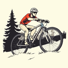 Fototapeta premium mountain bike cycling vector illustration. vintage artwork
