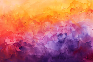 abstract watercolor background sunset sky orange purple
