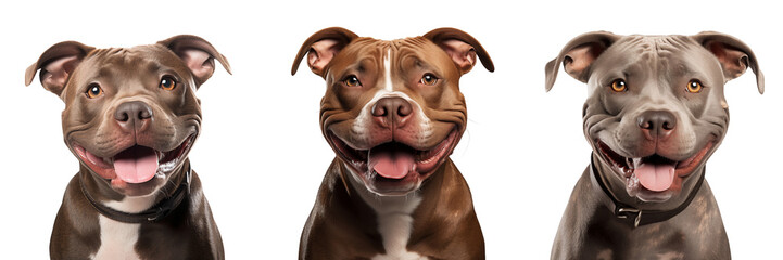 Pitbull smiling. Isolated on transparent background.