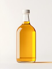 Close Up Shot of a Glass Bottle of Apple Cider Vinegar on a Plain White Background