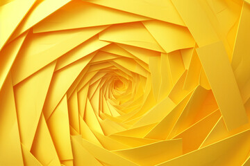Abstract folded paper effect. Bright colorful yellow background. Maze made of paper. 3d rendering