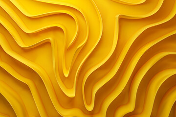 Abstract folded paper effect. Bright colorful yellow background. Maze made of paper. 3d rendering