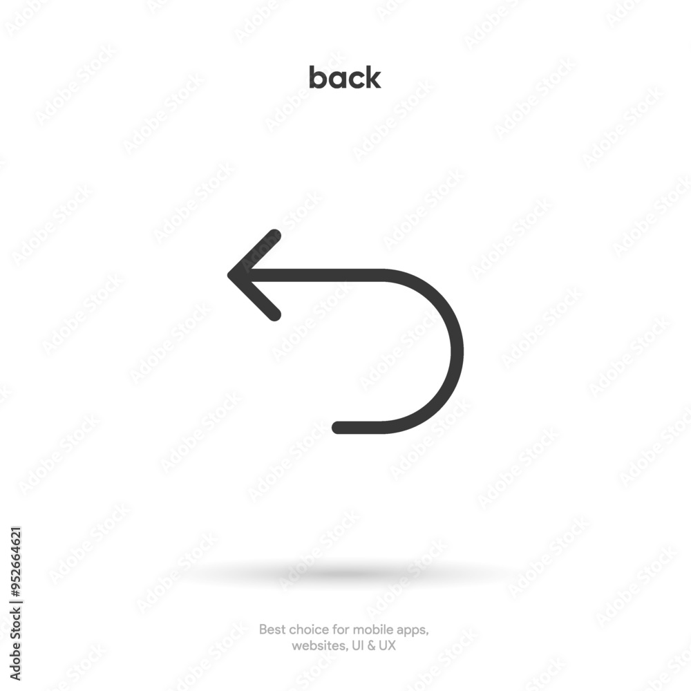 Poster Arrow back icon. Previous direction symbol. Icon arrow symbol. Left symbol. Returning arrow icon. Return icon. Go back sign.