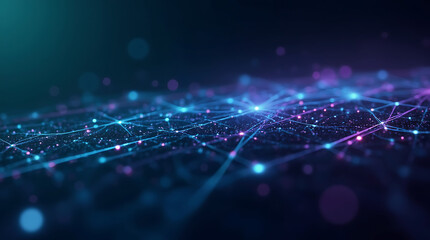 Abstract Technology Background with Glowing Circuit Patterns and Digital Flow