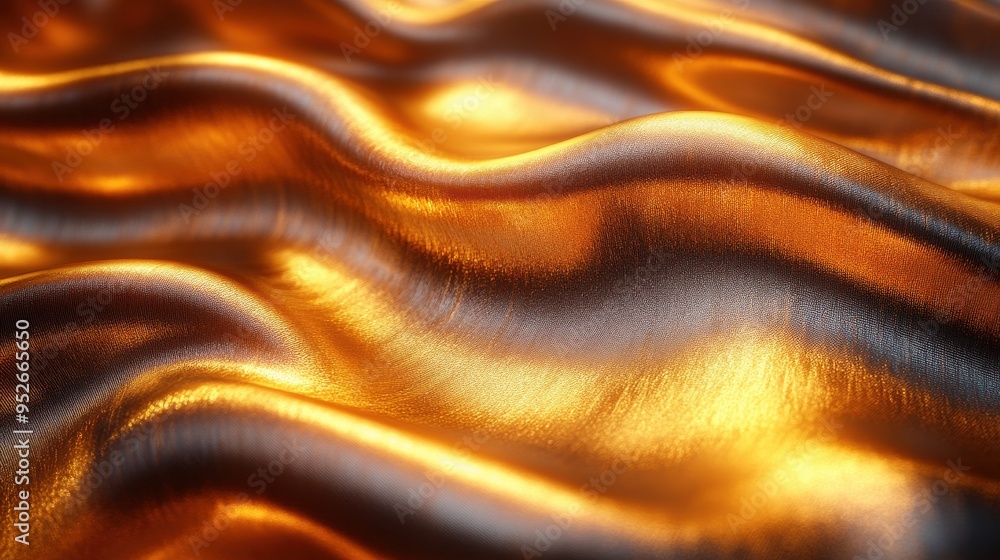 Poster 3d render of an abstract fashion background with a twisted mobius ribbon paper stripe in macro golde