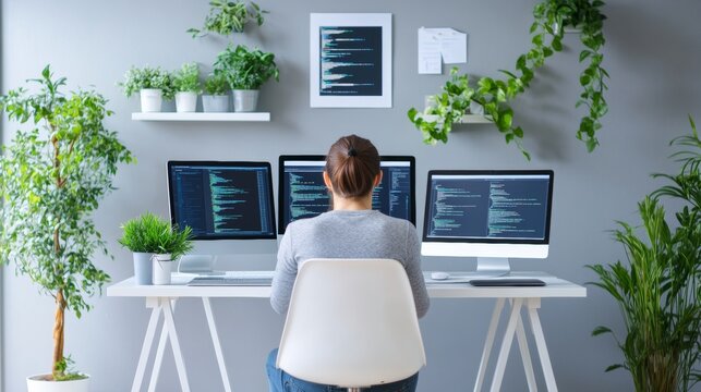 Developer working on a website with multiple tabs open multitasking in web development