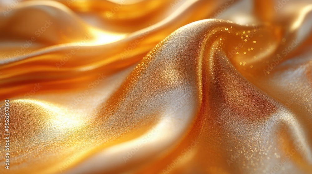 Poster 3d render of an abstract fashion background with a twisted mobius ribbon paper stripe in macro golde