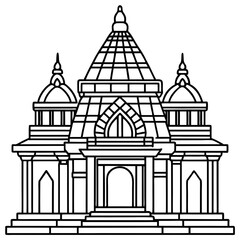 Art Nouveau-Inspired Geometric Hindu Temple Vector with Clean Lines and Curves