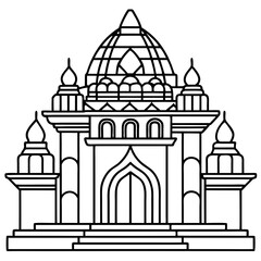 Art Nouveau-Inspired Geometric Hindu Temple Vector with Clean Lines and Curves