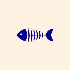 Fish Skeleton Vector Art on White Background