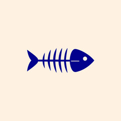 Fish Skeleton Vector Art on White Background