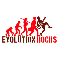 Evolution Rocks Quote Text Saying Man Play Electric Guitar Monkey Ape Stone Age Funny After Work Hard Rock Guitarist Instrument Musician Heavy Metal Band Play Jam Session Bass Sound Gig Festival Hobby