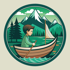 A Boy In a Boat vector Design