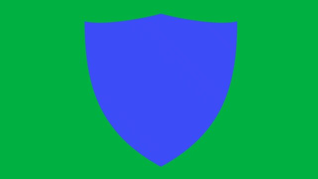Blue and white security logo icon animation isolated on green background