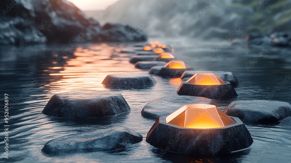 Aufkleber 3d render of an abstract futuristic background showcasing a product presentation with geometric shap