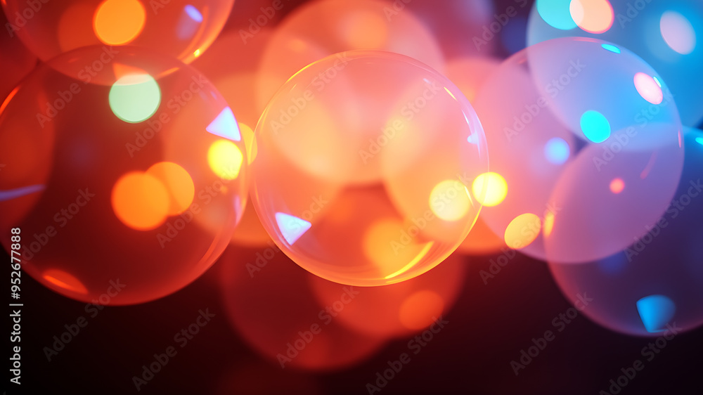 Aufkleber a series of overlapping translucent spheres with a soft, ethereal glow, radiating light in different
