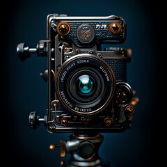 An antique camera with intricate details, perfect for showcasing vintage photography and capturing the essence of art.