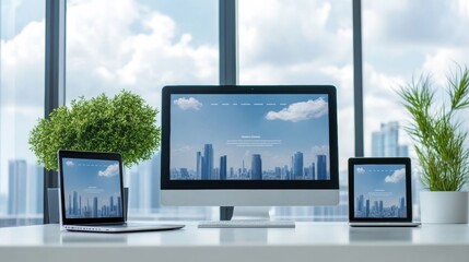 Responsive website design displayed on multiple devices cross-platform compatibility