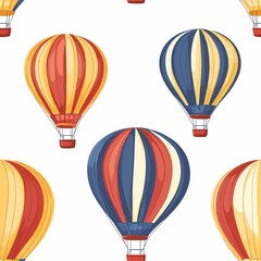 Naklejka premium Colorful hot air balloons in a playful pattern against a white background.