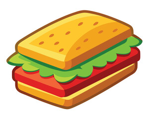 delicious sandwich with crispy bacon fresh lettuce and layered cheese vector illustration