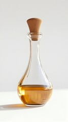 Glass Bottle of Vinegar on Simplistic White Background
