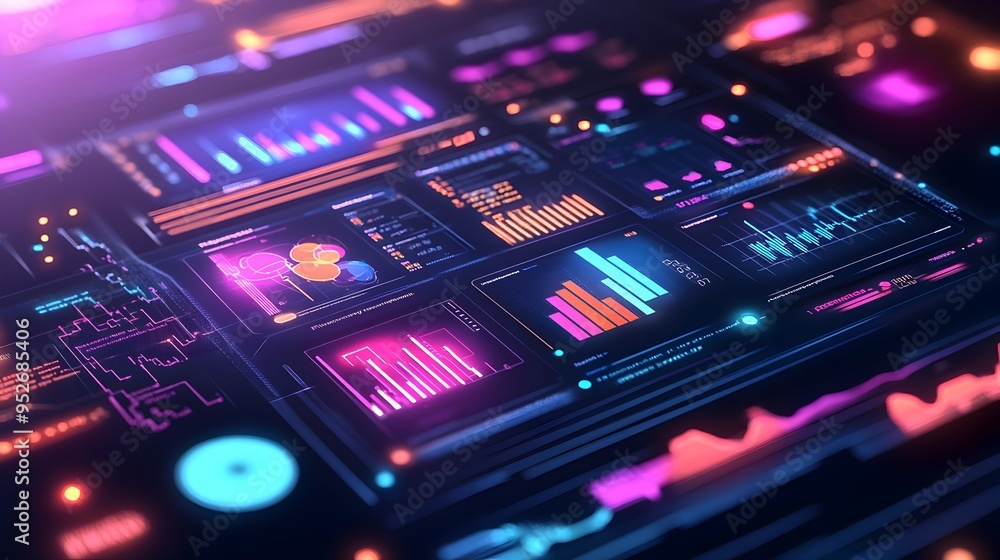 Aufkleber futuristic financial technology ecosystem with dynamic digital dashboards and real time analytics