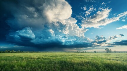Obraz premium Thunderclouds forming over a vast plain stormy weather