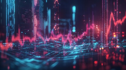 A Futuristic Data Driven Visualization of Financial Algorithms and Trends in a Cyberpunk Inspired Style