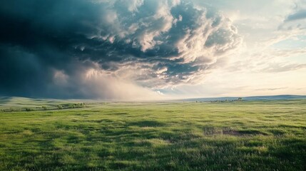 Obraz premium Tornado forming in an open field violent weather