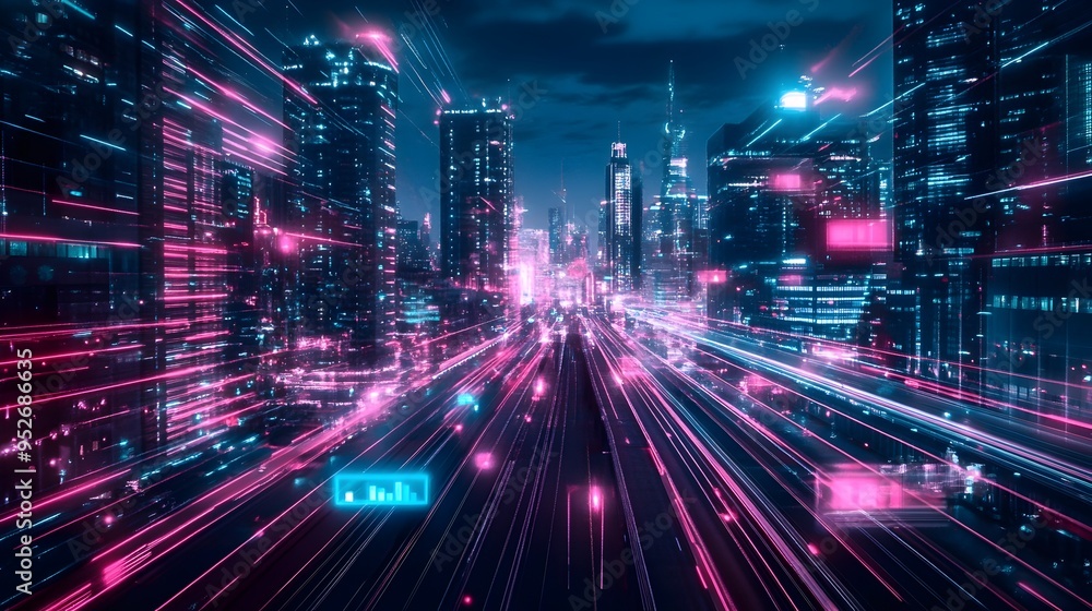 Poster cutting edge fintech solutions powering dynamic digital landscape with streamlined workflows and rea