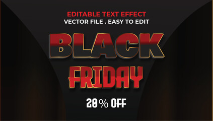 black friday typography Editable text effect 3d Traditional Cartoon template style premium vector	