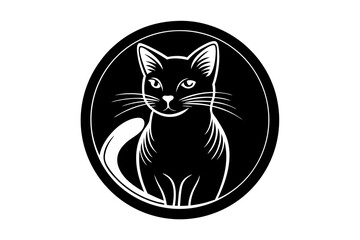 black and white cat logo icon