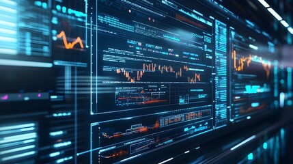 Obraz premium Futuristic Landscape of Cutting edge Financial Technology and AI powered Analytics
