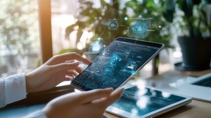 Virtual assistant helping in website navigation on a mobile device AI integration in web design