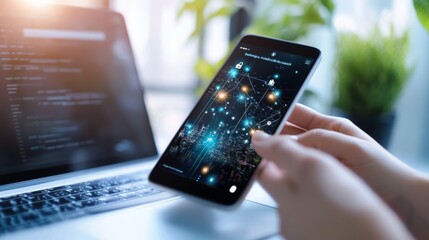 Virtual assistant helping in website navigation on a mobile device AI integration in web design