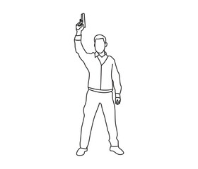 vector illustration continuous line drawing a policeman 