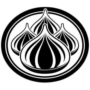 black onion bulbs inside circle clip art preview