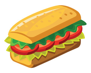 delicious sandwich with crispy bacon fresh lettuce and layered cheese vector illustration