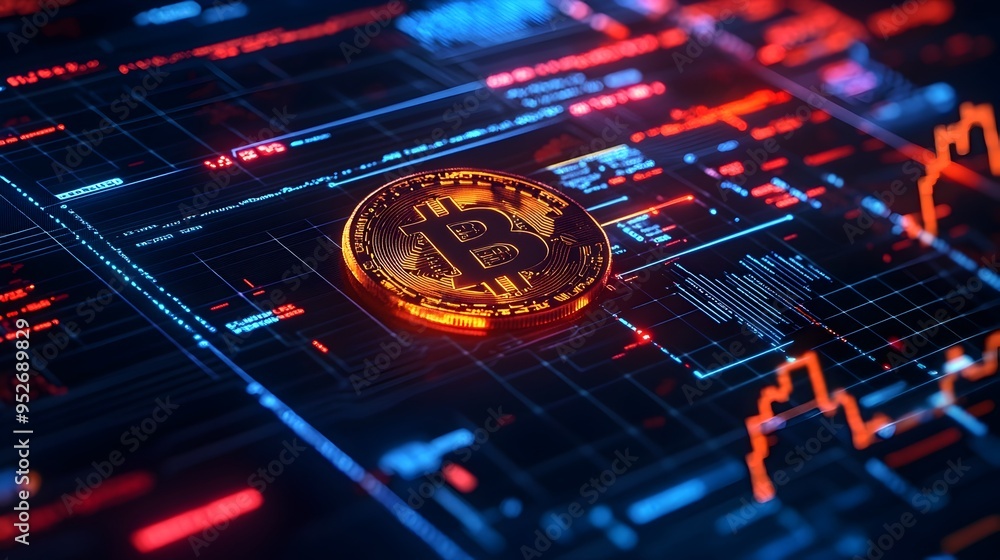 Aufkleber vibrant cryptocurrency trading platforms with elegant financial data visualizations and futuristic b