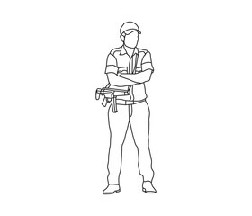 vector illustration continuous line drawing a policeman 