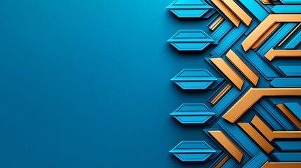 Vibrant geometric design featuring blue and orange elements against a solid background, perfect for modern art projects.
