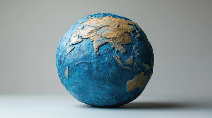 A blue and brown 3D model of the Earth with a focus on Asia, with the continents outlined in brown and the oceans in blue.
