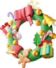 3D Decorated Christmas Wreath