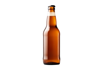 beer bottle without label isolated on clear white background