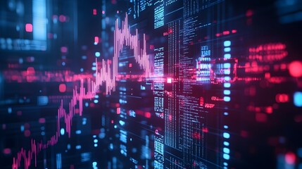 Sleek Futuristic Fintech Cryptocurrency Holographic Data Visualization Displays Abstract Geometric Shapes